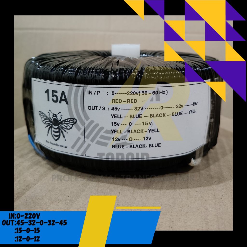 TRAFO TOROID 15A CT 45v - 32v