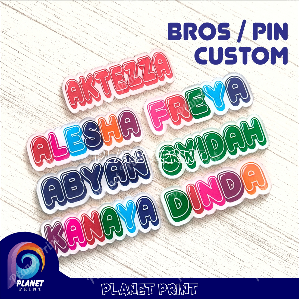 BEST SELLER  BROS PIN Nama Name Tag Akrilik Papan Nama Warna Warni SD TK SMP MI Sekolah Instansi Pin