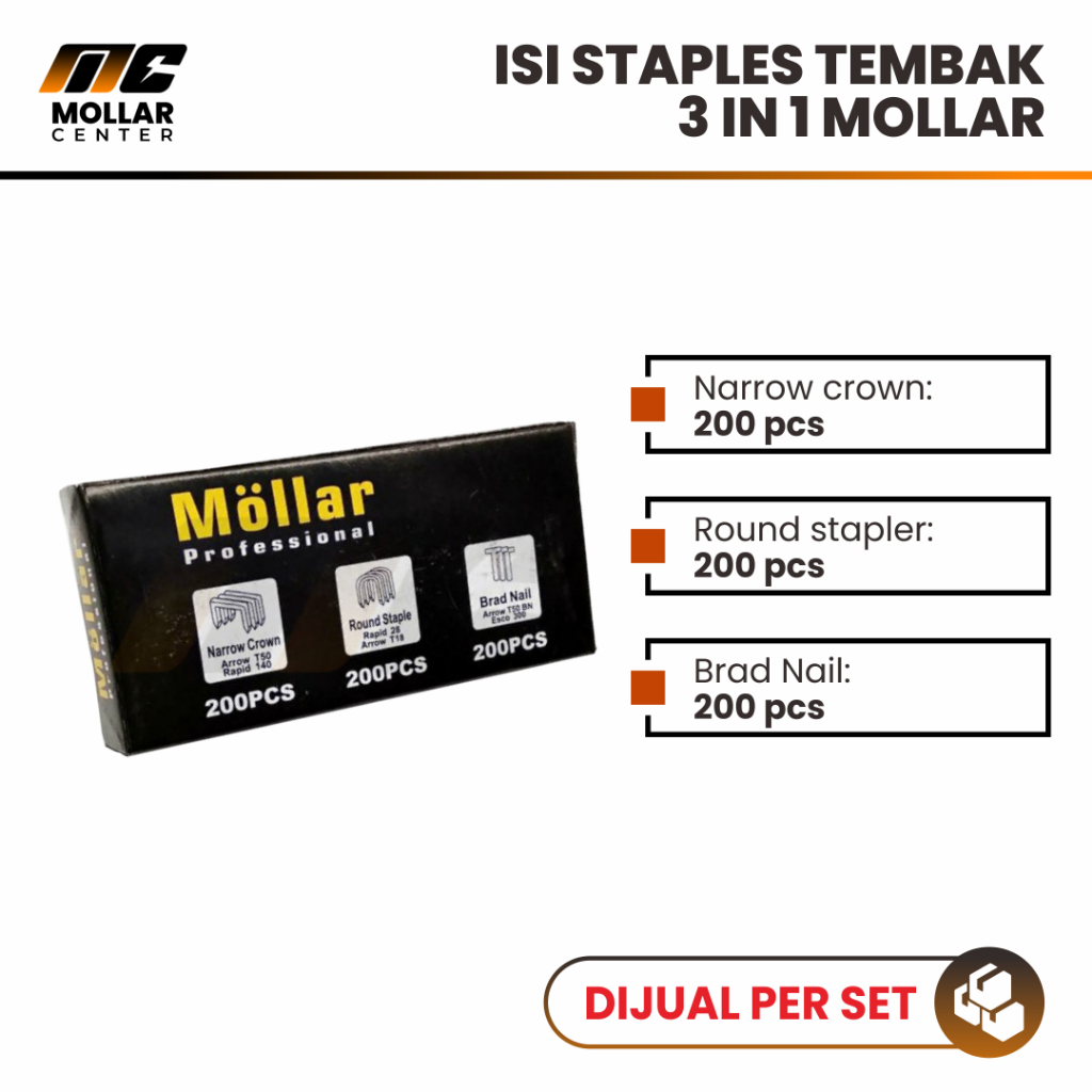 

MOLLAR Refill Staple Gun 3 in 1 Isi Staples Tembak 3 Way Gun Tacker