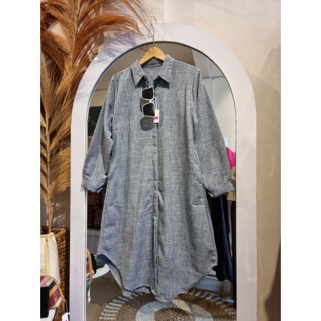 Atasan Kemeja Tunik Wanita polos katun panjang