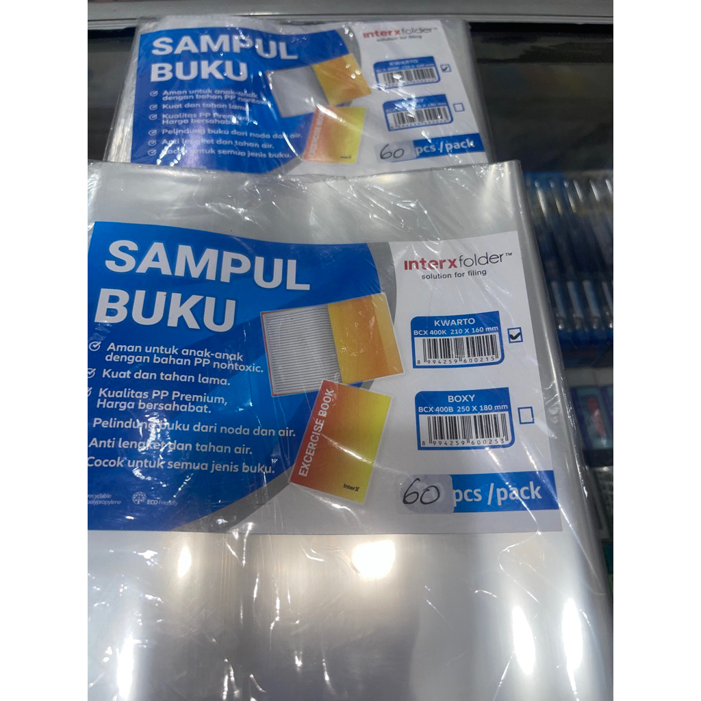 

sampul buku plastik termurah pendek (kwarto) 1 bungkus isi 60