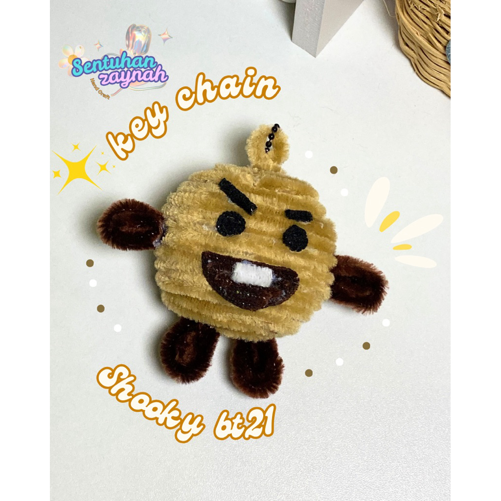 Gantungan kunci BT21 handmade kawat bulu shooky/ keychain pipe cleaner bt21 shooky handcraft sentuha