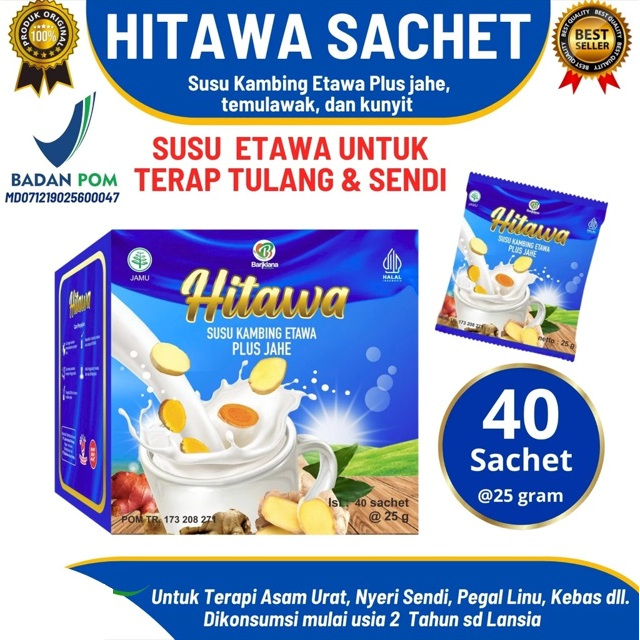 

HITAWA SACHET - Susu Etawa Untuk Terapi Tulang dan Sendi Netto 1KG isi 40 Pcs