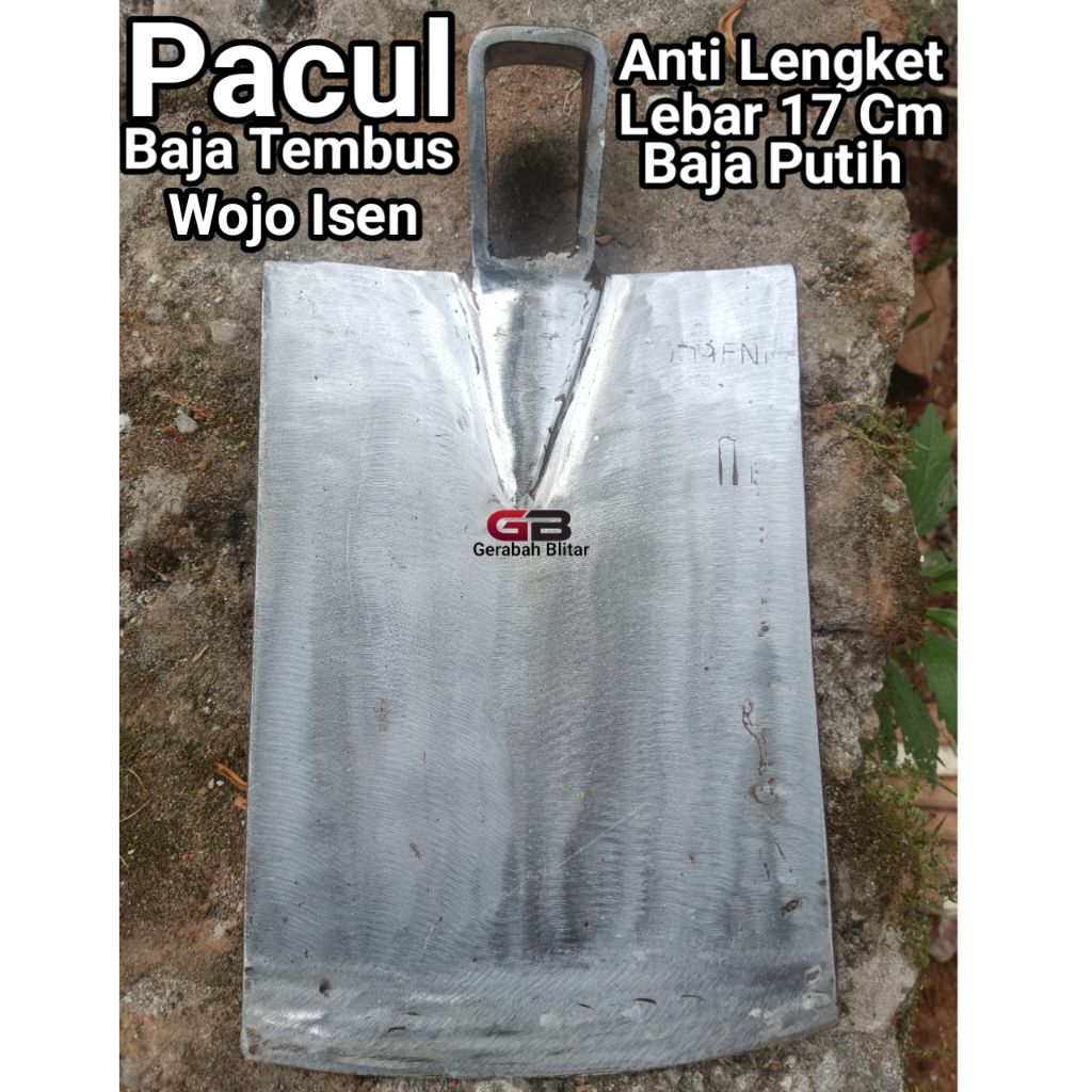 Pacul / Cangkul Baja Tembus Wojo Isen / Anti Lengket / Cap Garpu / Baja Putih / Lebar 17 Cm
