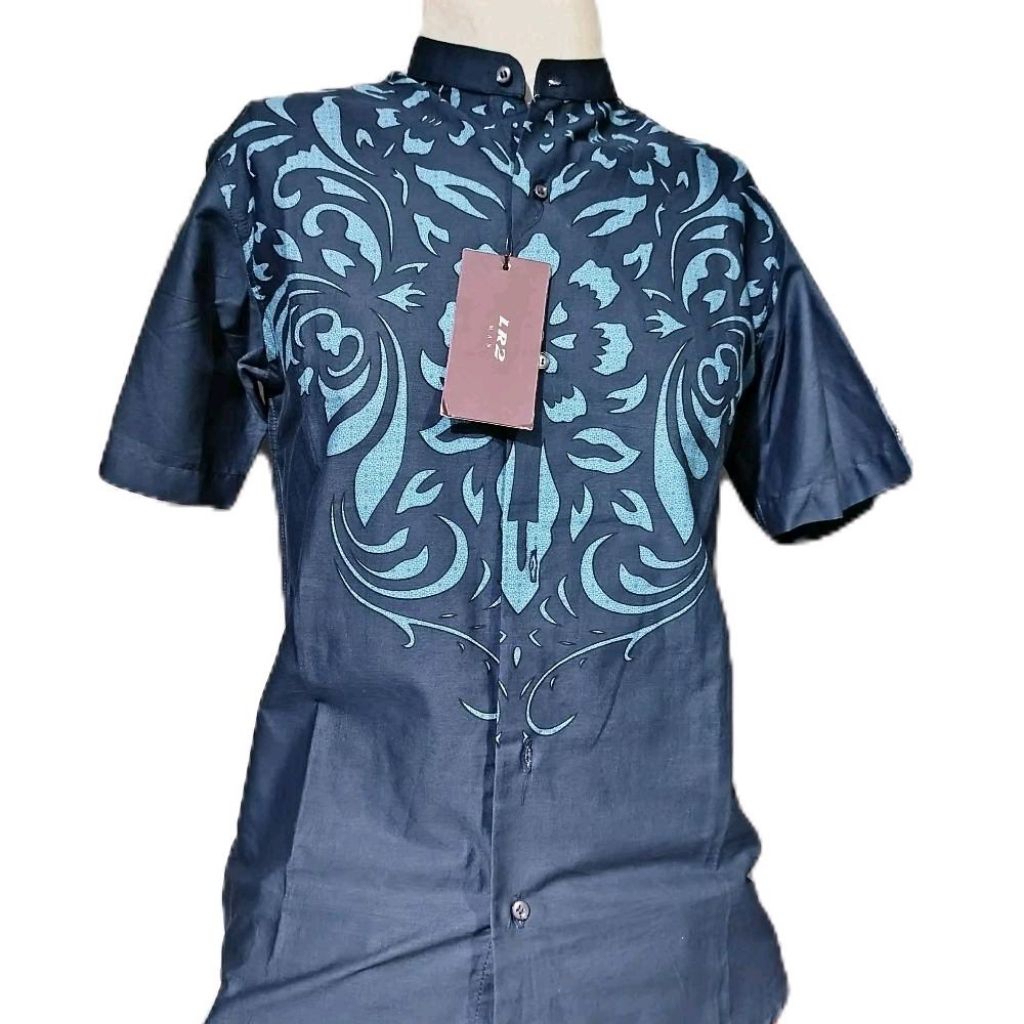LR-2 Kemeja Koko Pendek Printing Navy K158
