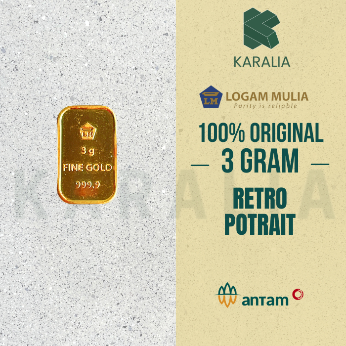 ANTAM LOGAM MULIA 3 GRAM RETRO POTRAIT LM ANTAM EMAS ANTAM 3 GRAM RETRO BERDIRI