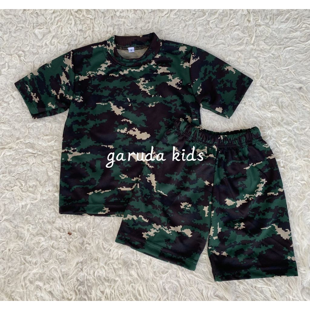 Setelan baju army anak loreng-baju anak laki laki loreng khas tentara