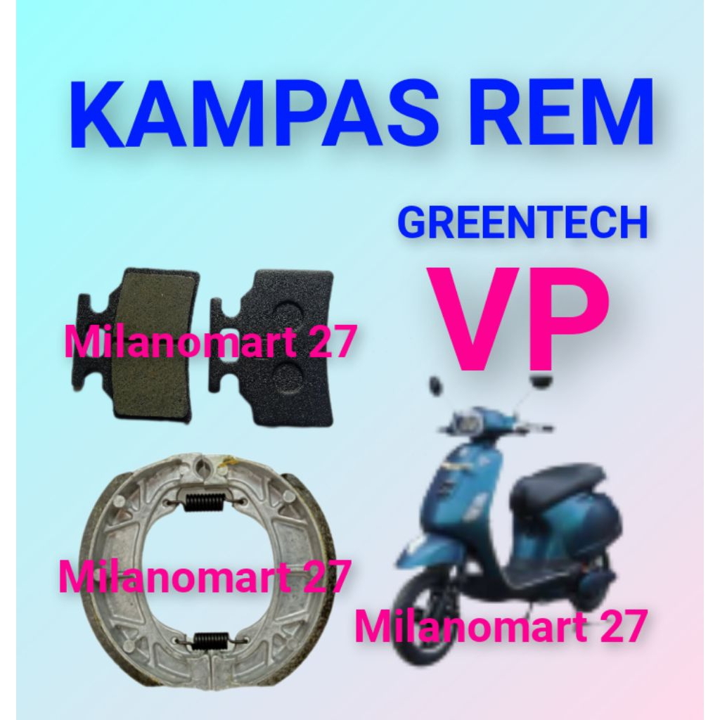 Kampas Rem untuk Motor Listrik Greentech VP Komponen Pengereman Sepeda Elektrik