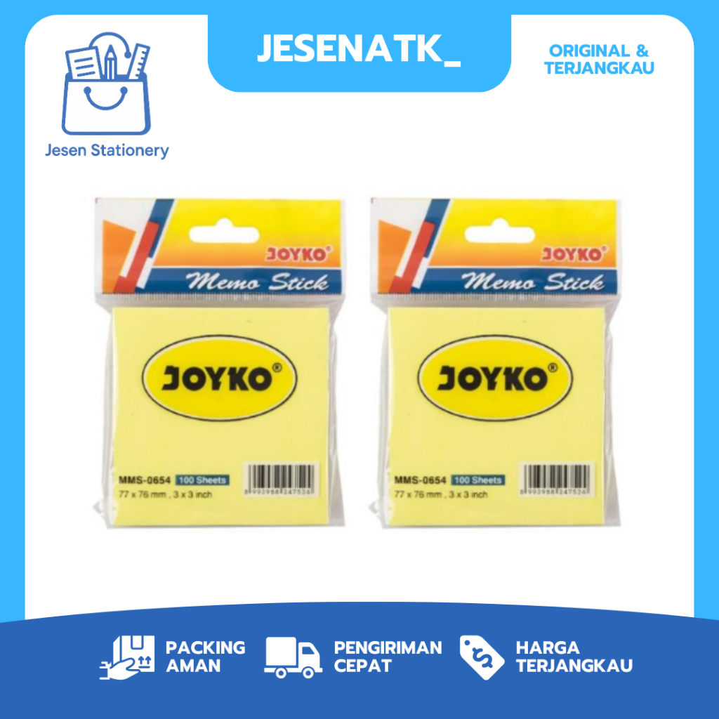 

Memo Stick Joyko 0654: Sticky Notes Warna Kuning Cerah, Ukuran Sedang, Lengket & Mudah Lepas!