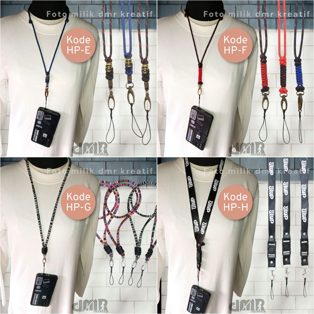 Kalung Tali Lanyard Gantungan Strap HP ID Card Name Tag Kunci Remote Motor O Ring Oring Adjustable