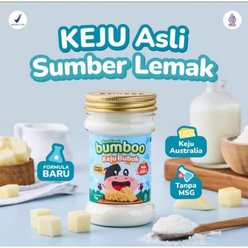 

BUMBOO Keju bubuk Cheddar Australia- Sumber Lemak dan Protein MPASI