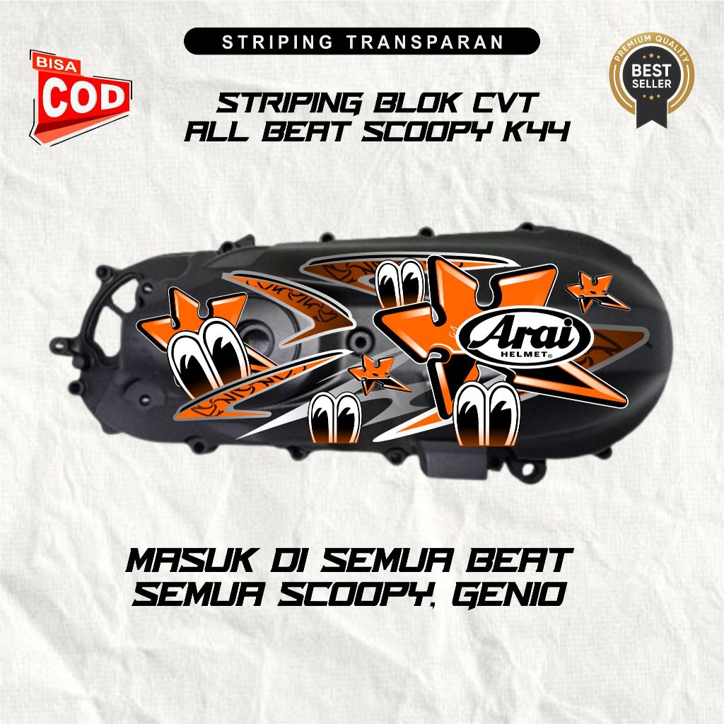 Sticker Variasi Block CVT Arai Suriken V2 Transparan UV Bahan Bening  Honda Beat, Scoopy, Genio