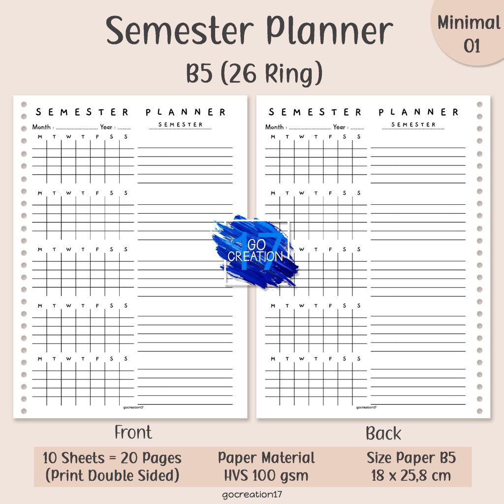 

Kertas Isi Binder Planner Semester Plan Simple Minimalis B5
