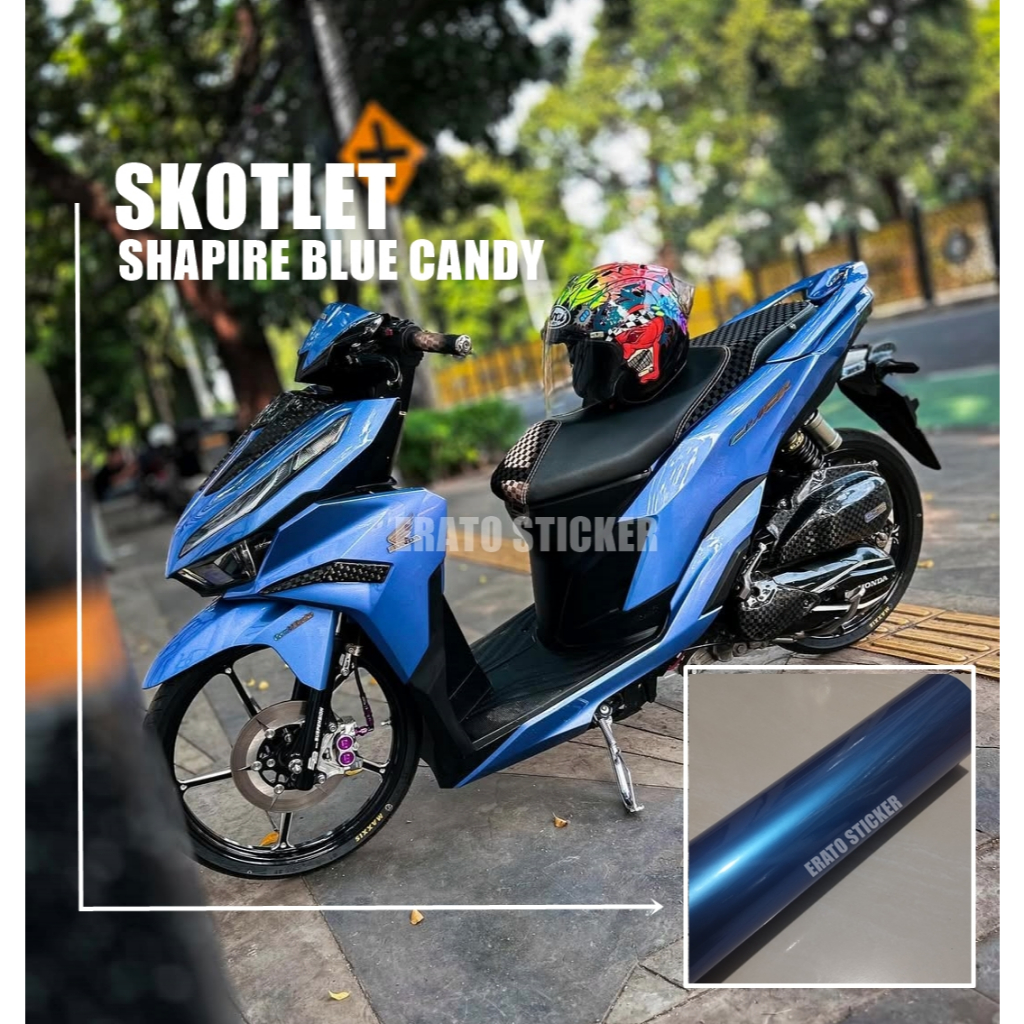 SKOTLET STIKER SHAPIRE BLUE CANDY SKOTLET BIRU CANDY SKOTLET BIRU METALIK CANDY STIKER BIRU CANDY
