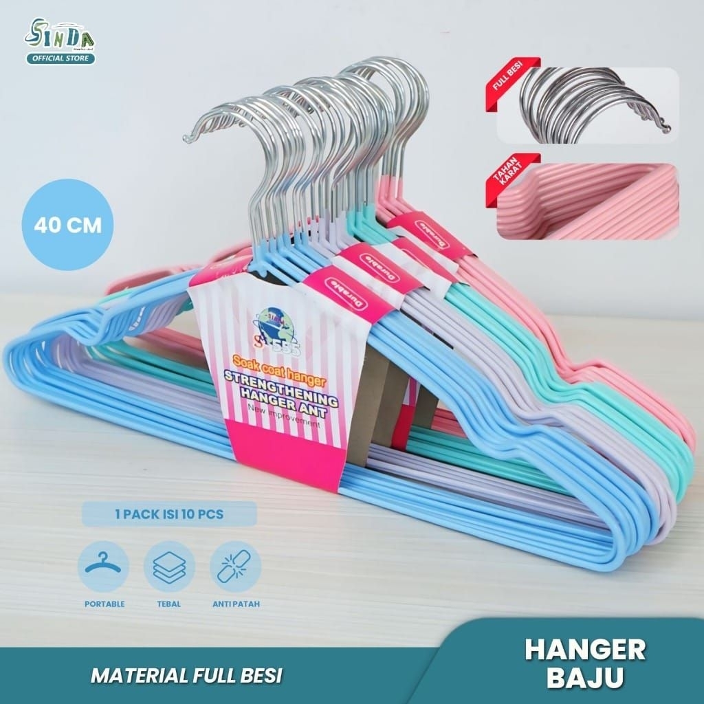 Hanger stenlis warna isi 10pcs