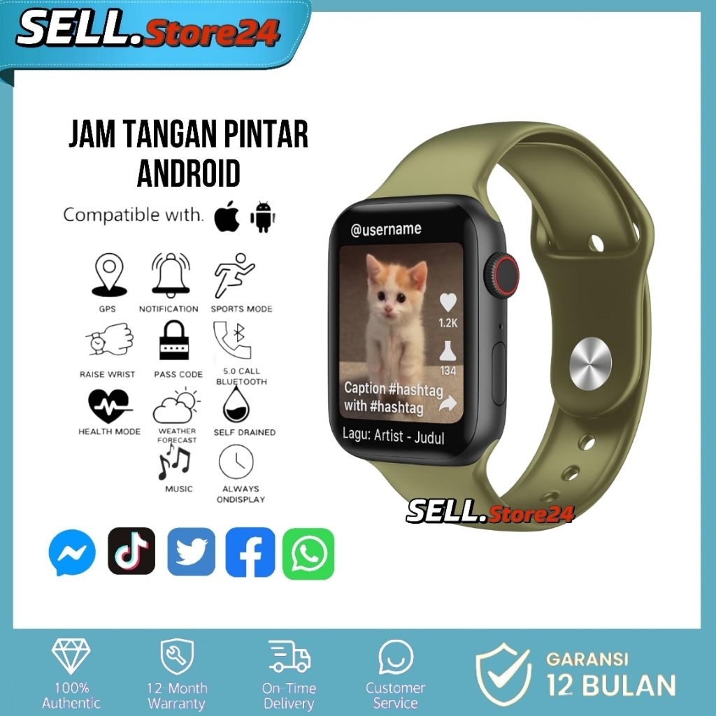 Jam Tangan Pintar Android HP Layar Sentuh Touchscreen Pria Wanita Tahan Air Terbaru