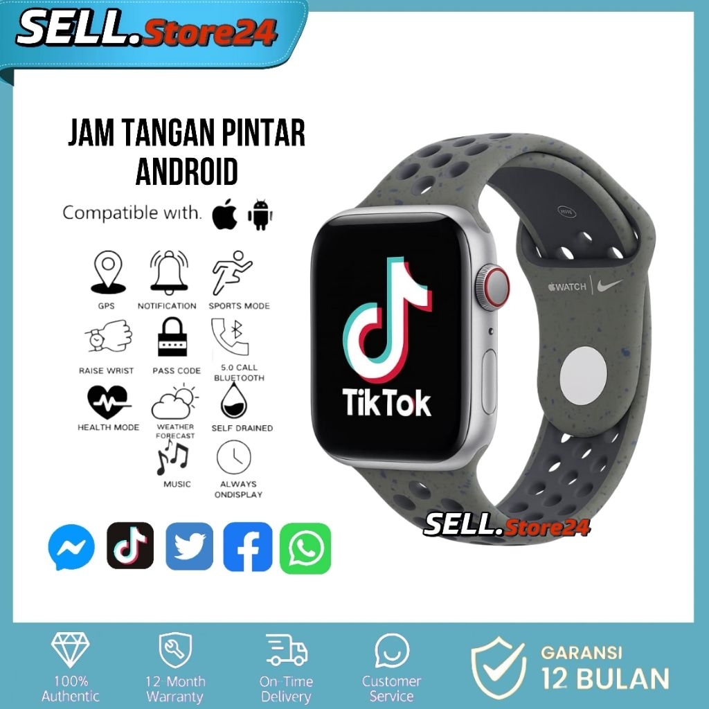 COD Jam Tangan Pintar Android SmartWatch Touchscreen Layar Sentuh Pria Wanita Anti Air Murah