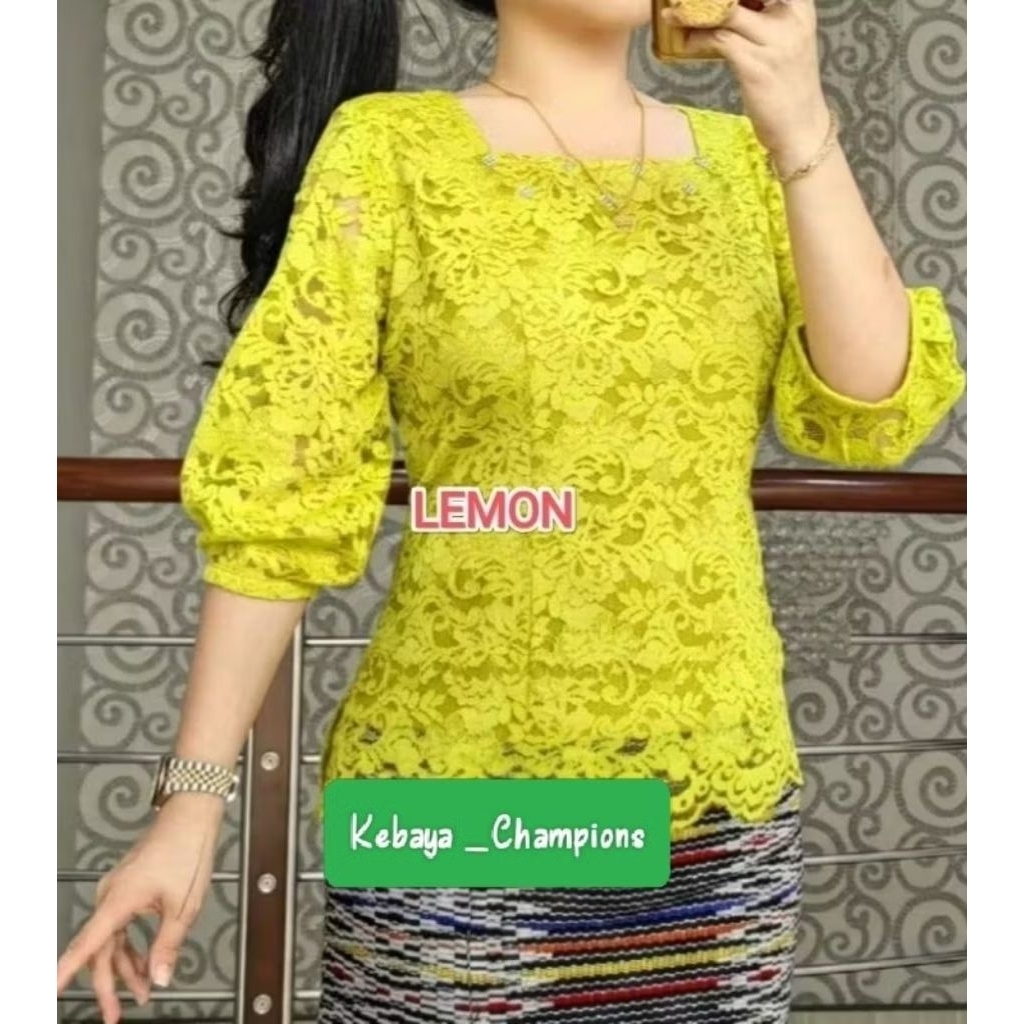 Atasan brokat model tangan kerut brokat elegan Atasan brokat mewah