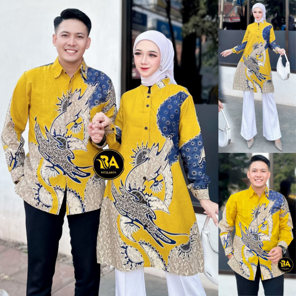 Batik Tunik Couple Modern Set Pakaian Couple Kemeja Batik Pria Premium Baju Batik Couple Tunik Busui
