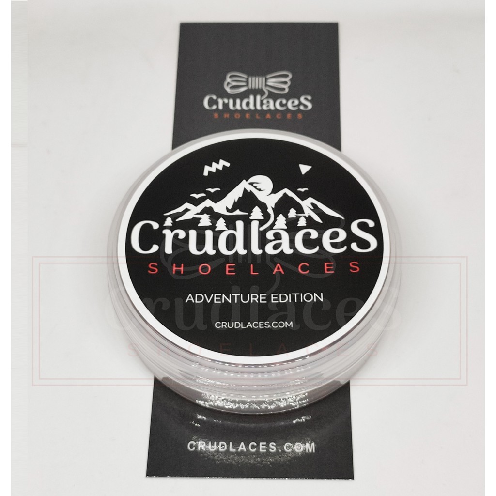 Crudlaces Tali Sepatu Gunung Bulat Coklat Motif Putih Oren- Shoelaces Round Ujung Tali Aglets Metal