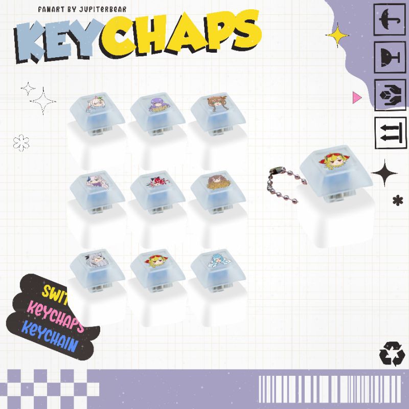 [Hololive ID] Keychaps Hololive ID Kobo Moona Risu art by jupiterbear