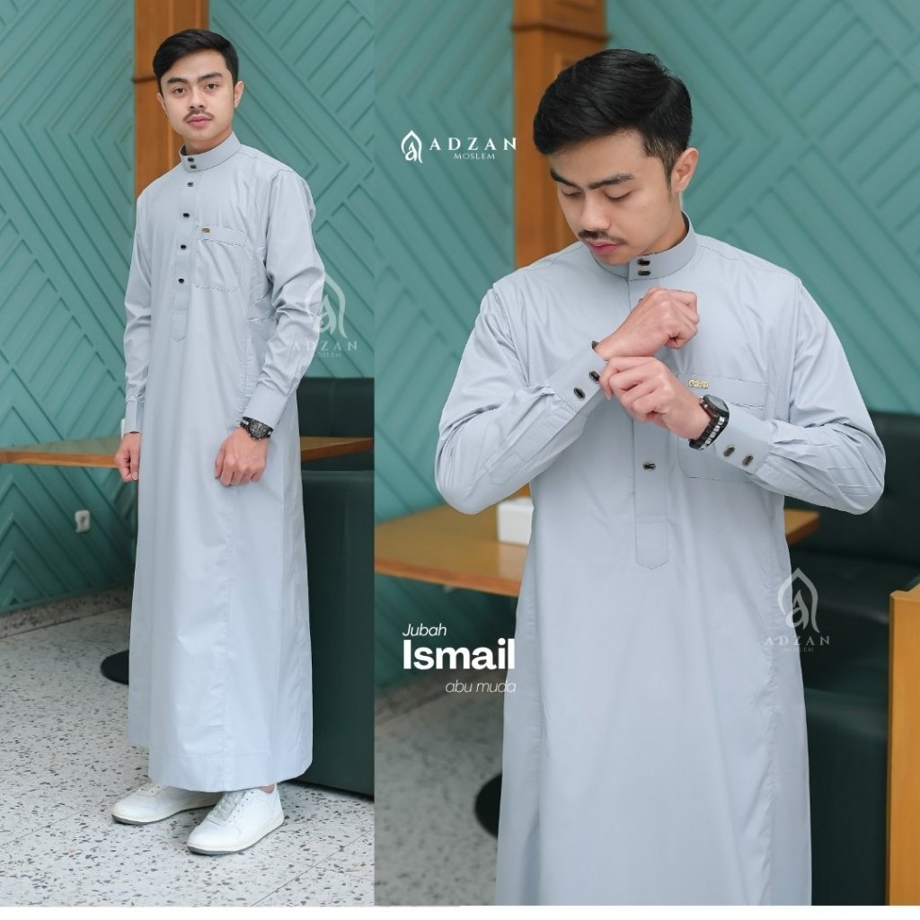 Avoholic.id - Jubah Gamis Pria Exclusive Ismail Warna Abu Muda