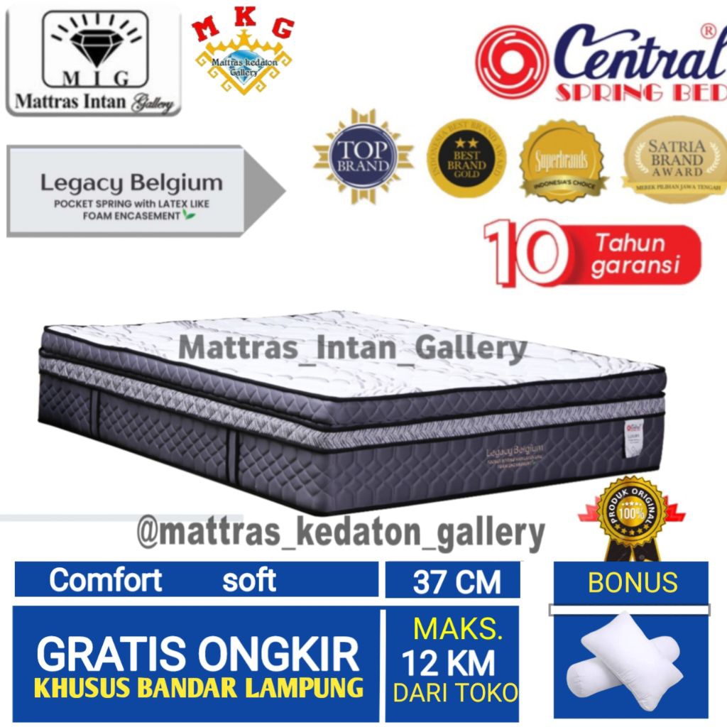 Central Springbed Belgium Pocket Spring Latex Foam Encasement - Kasur Springbed Matras Full Set All 