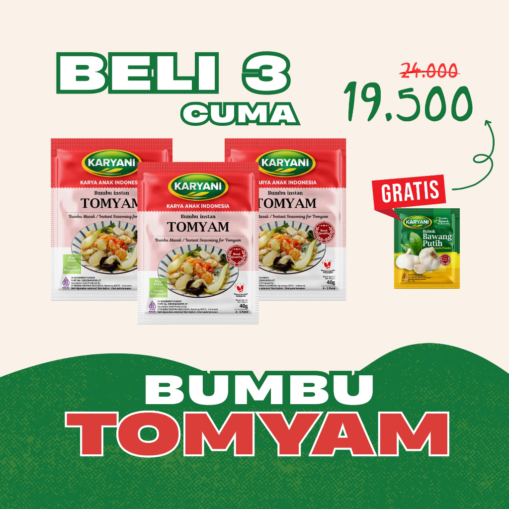 

BUMBU TOMYUM 40gr 3 PCS | BUMBU TOMYAM MURAH