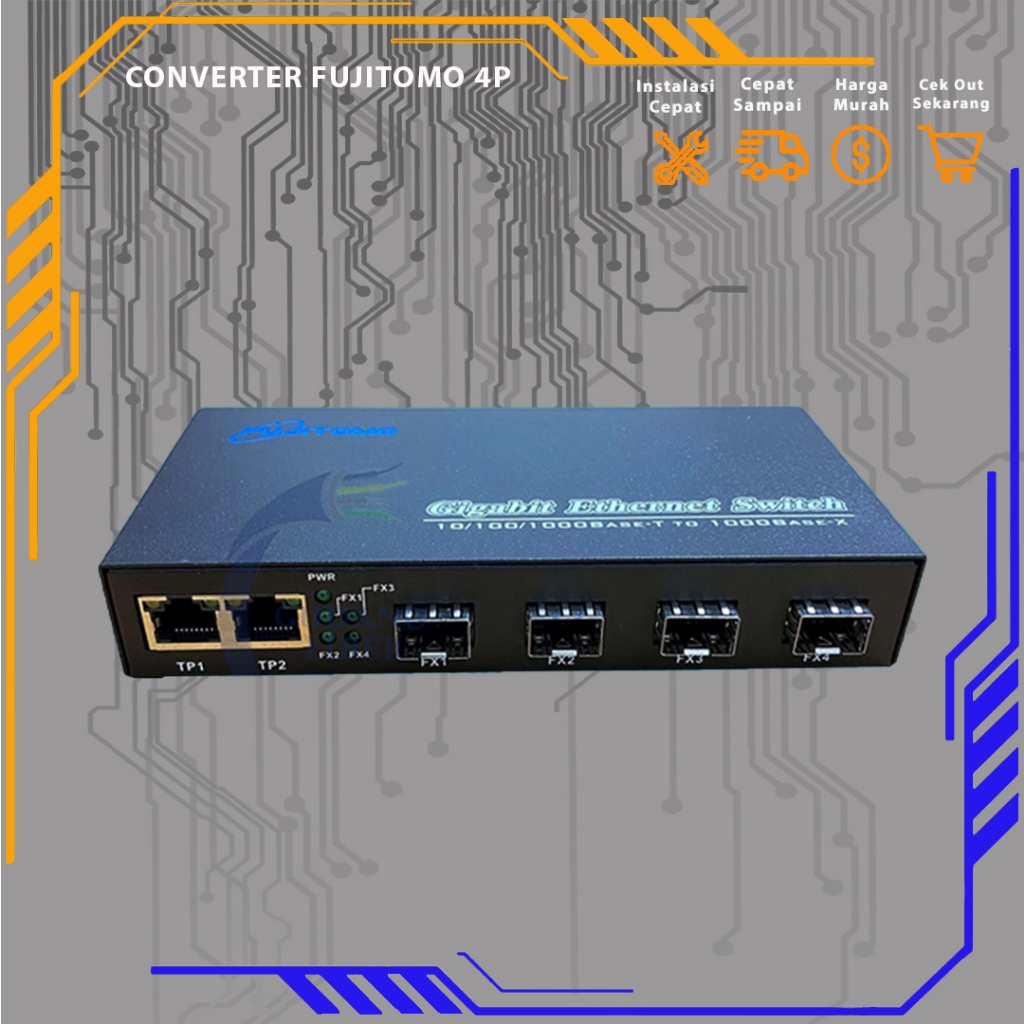 Fujitomo  Converter SFP 4Port Gigabit Ethernet Switch Fiber Optical Media Converter Fiber