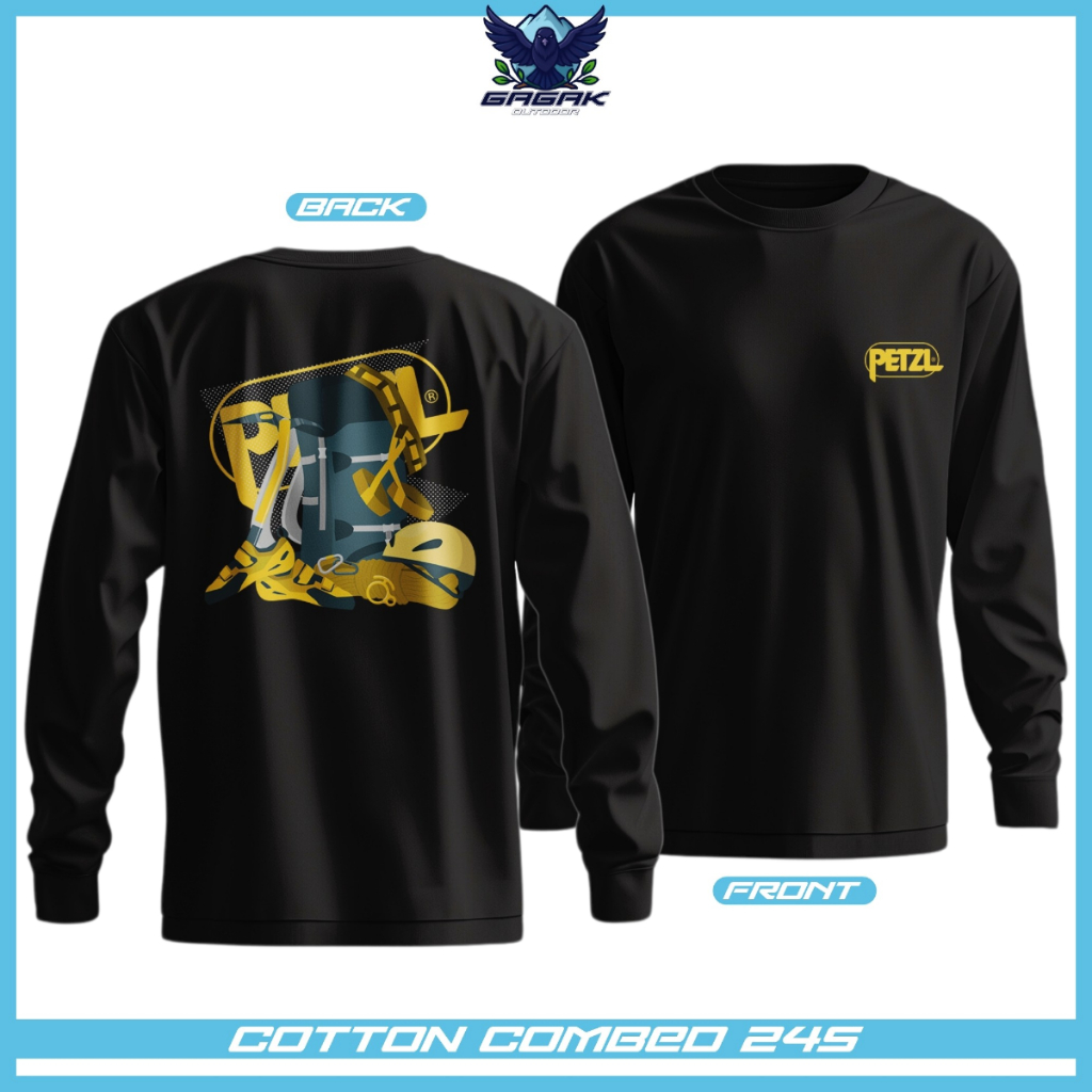 long sleeve t-shirt kaos pendaki gunung pria dan wanita unisex petzl kuning