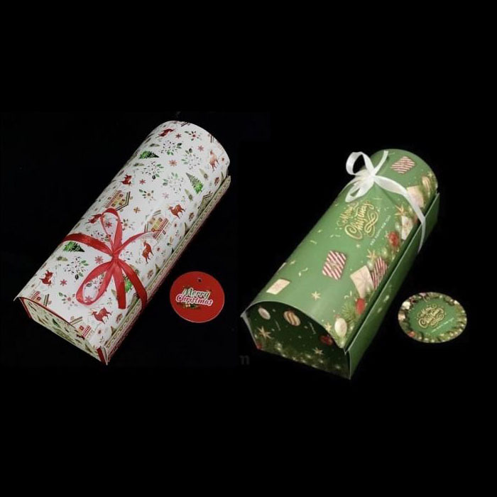 

Box Roll Cake Natal Dus Bolu Gulung Bulat 25x10x9cm Kotak Kue Packaging Makanan Hampers Christmas
