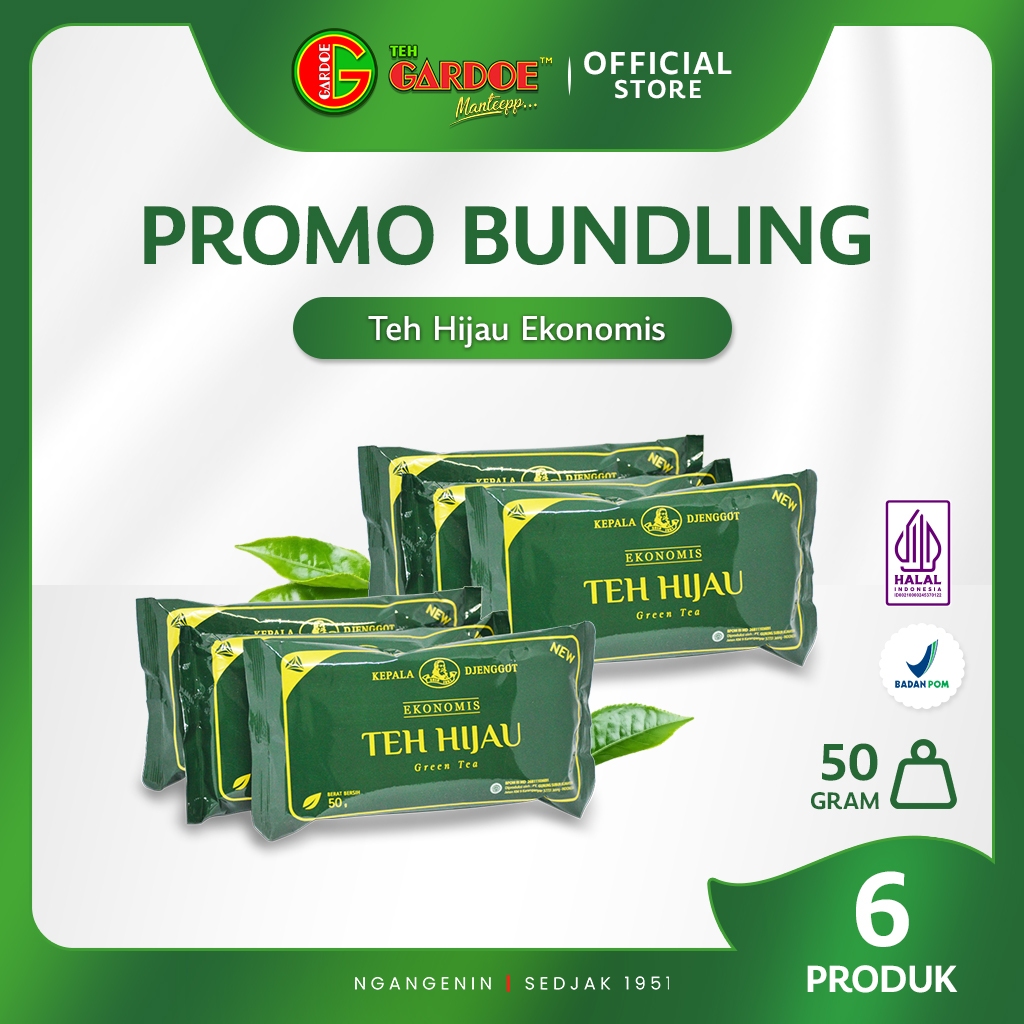 

(PROMO BUNDLING) Kepala Djenggot Teh Hijau Sachet Ekonomis 50 gr x 6 pcs