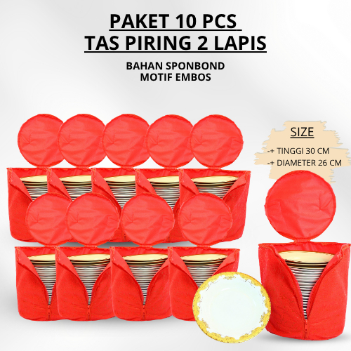 PAKET 10 TAS PIRING JUMBO, TAS PIRING ANTI DEBU, BAHAN EMBOS 2 LAPIS DIAMETER -+ 26CM