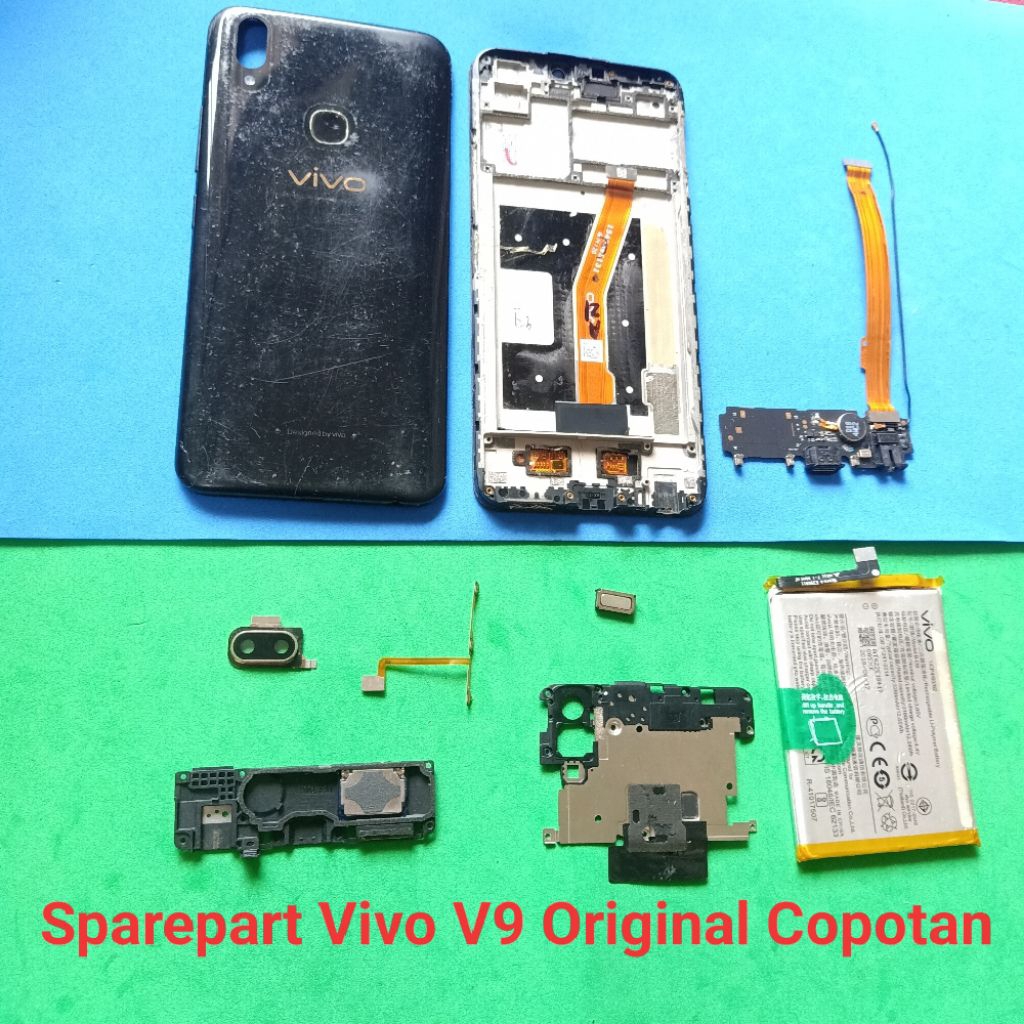 Sparepart Vivo V9 SIM card gold fingerprint tutup mesin kaca kamera Flexi UI board papan Cas kabel s