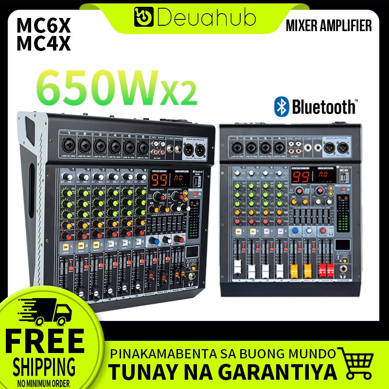 Deuahub 4 Channel Mixer Audio With Amplifier Bluetooth/Mixer Mini/Sound Card/Amplifier Bluetooth/Pro