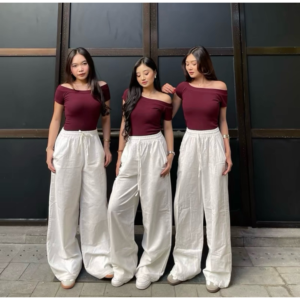 CELANA KULOT LINEN OVERSIZE FULL KARET