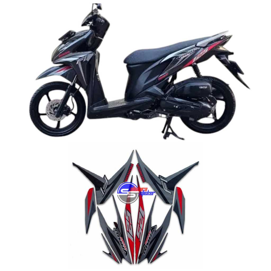 Striping motor vario 125 old 2013 hitam merah stiker lis body standar