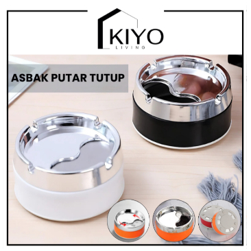 KIYO Asbak Putar Tutup / Asbak  Portable Rotation Enclosed / Asbak Stainless Steel Tebal