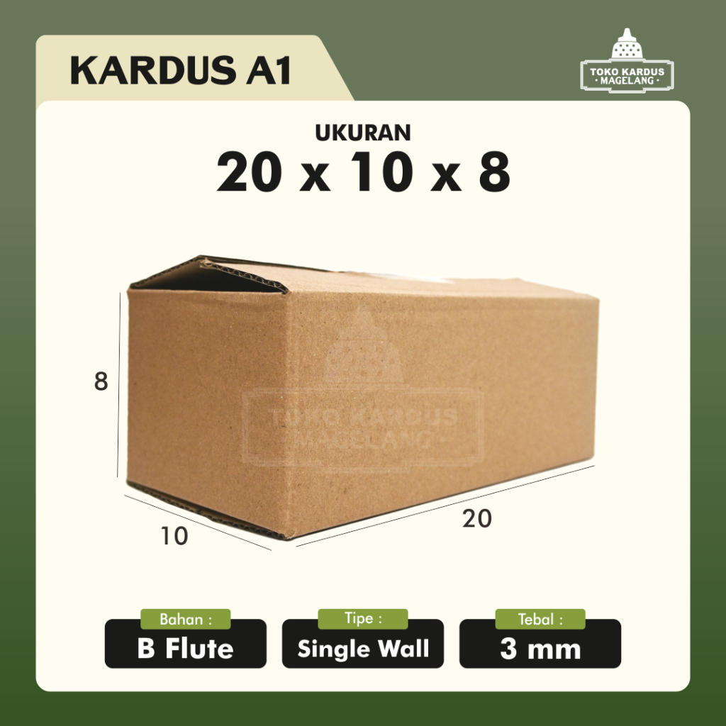 

Kardus Polos Karton Box Coklat DieCut 20x10x8