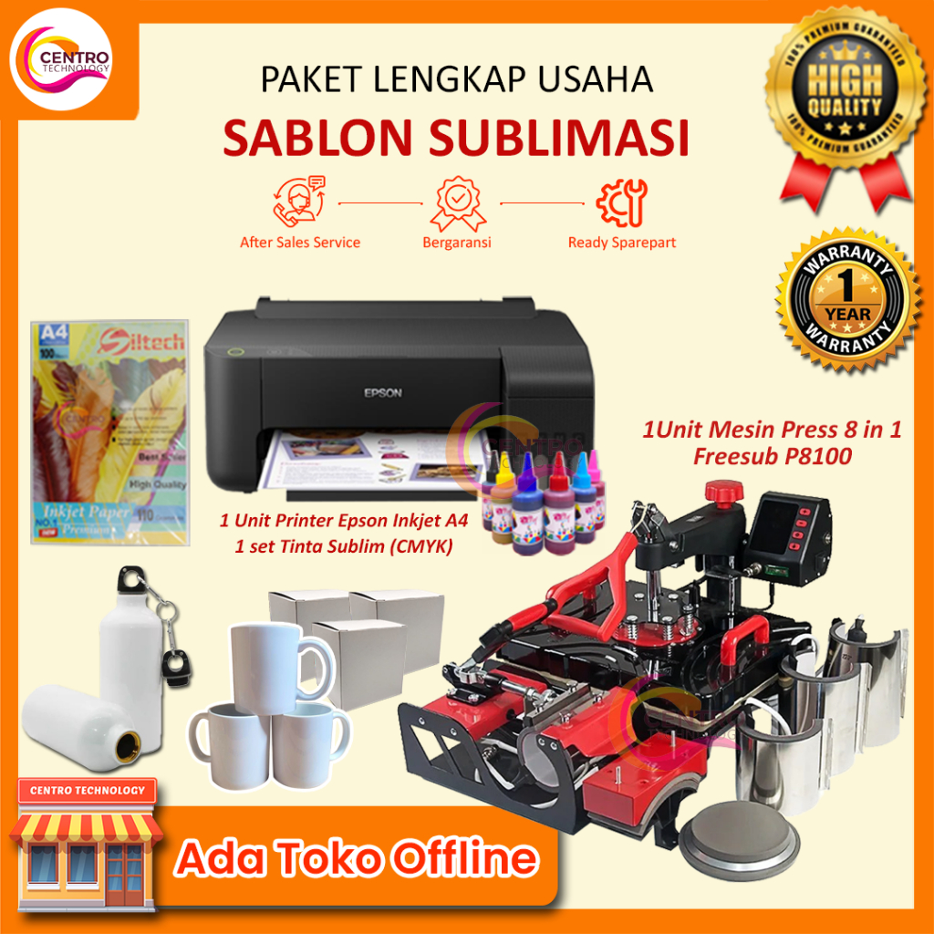 PACKING KAYU - Paket Usaha Mesin Press COMBO 5 in 1 / 8 in 1 Freesub Untuk Sablon Sublimasi Untuk Mu