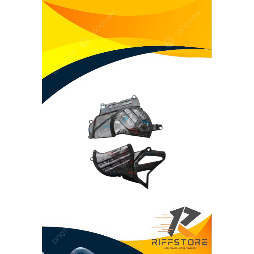 Tutup pelindung blok mesin crf150 Carbon Celup Motif Bluered cover mesin samping crf 1501, side engi