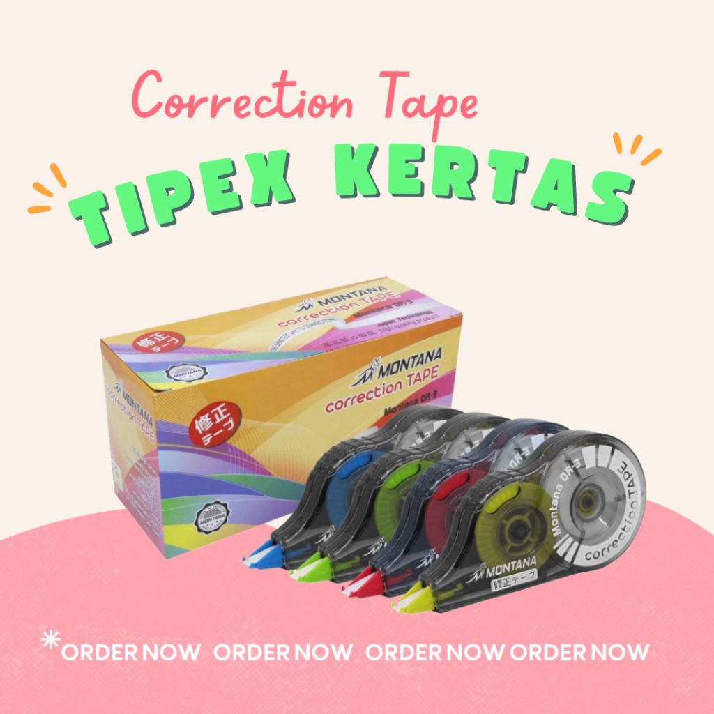 

Correction Tape Montana / Tipex Kertas / Pita Koreksi / Stipo Kertas