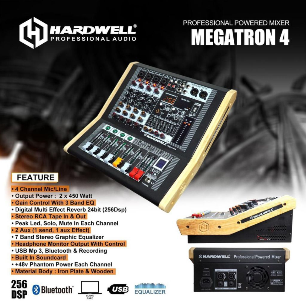 Professional Power Mixer Hardwell Megatron 4 | Power Mixer Hardwell 4 Channel