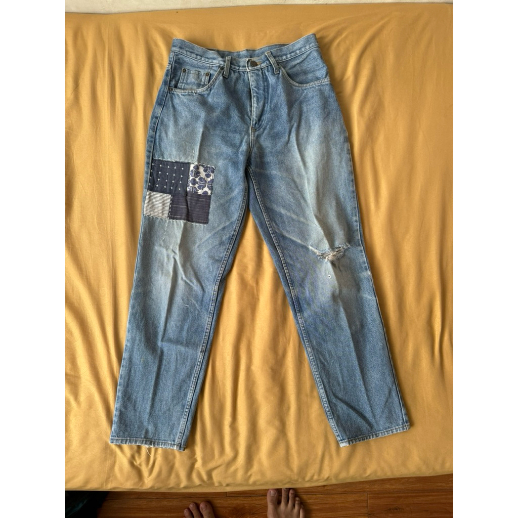 Washed Sashiko Ripped Jeans