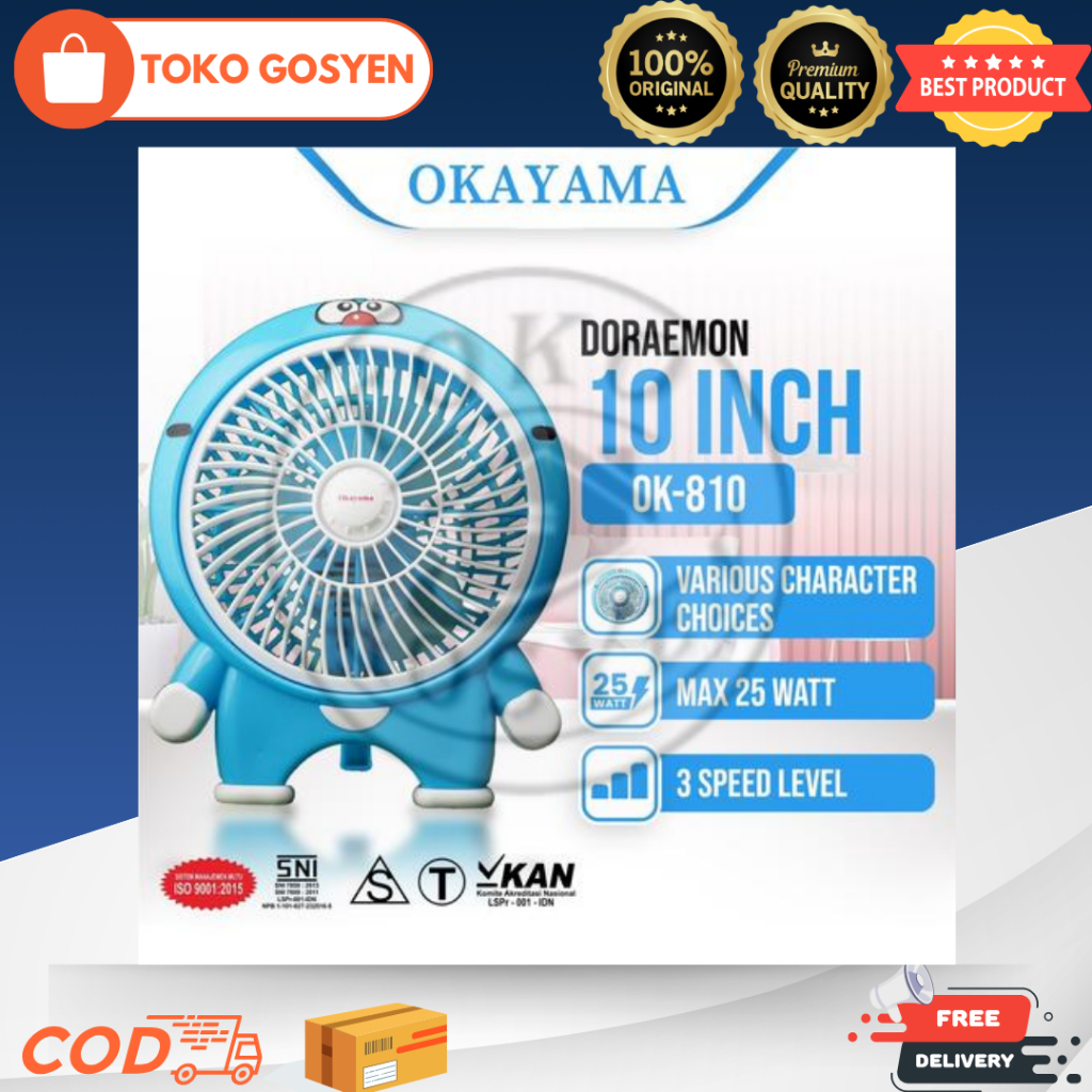 KIPAS ANGIN KARAKTER LUCU 10 INCH OKAYAMA OK-810