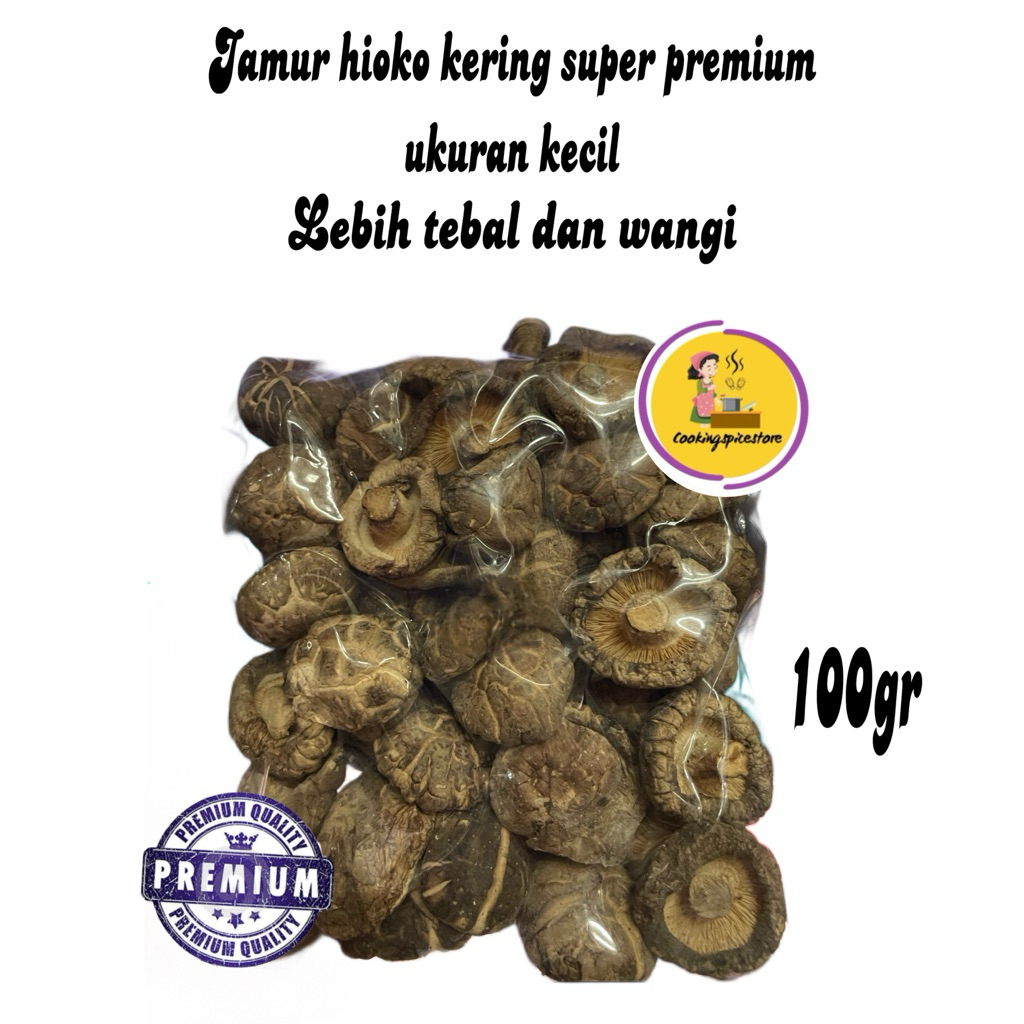 

JAMUR HIOKO KERING SUPER kualitas premium lebih tebal dan wangi / Jamur shitake / Siongku 100gr