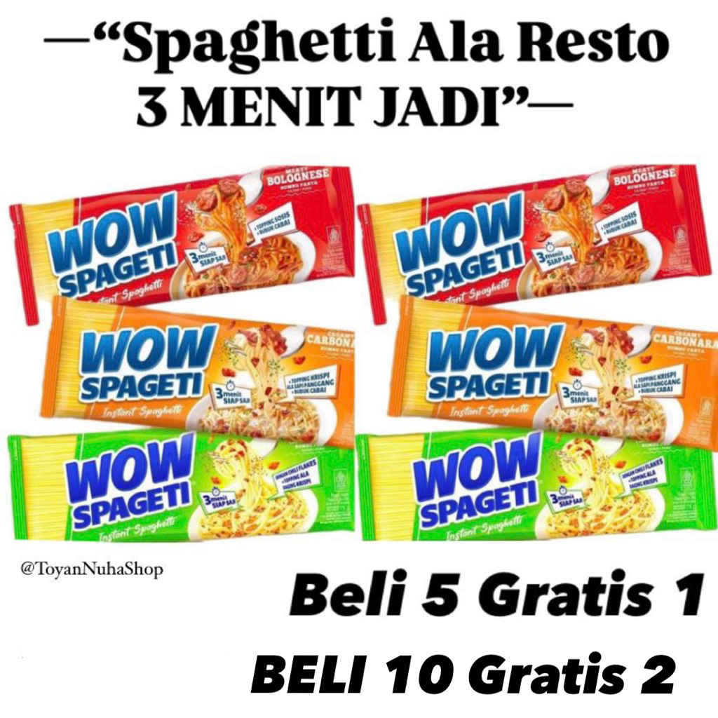 

WOW SPAGETI INSTAN MURAH paket 6 pcs san 12 pcs Carbonara Bolognese Aglio lio Pasta