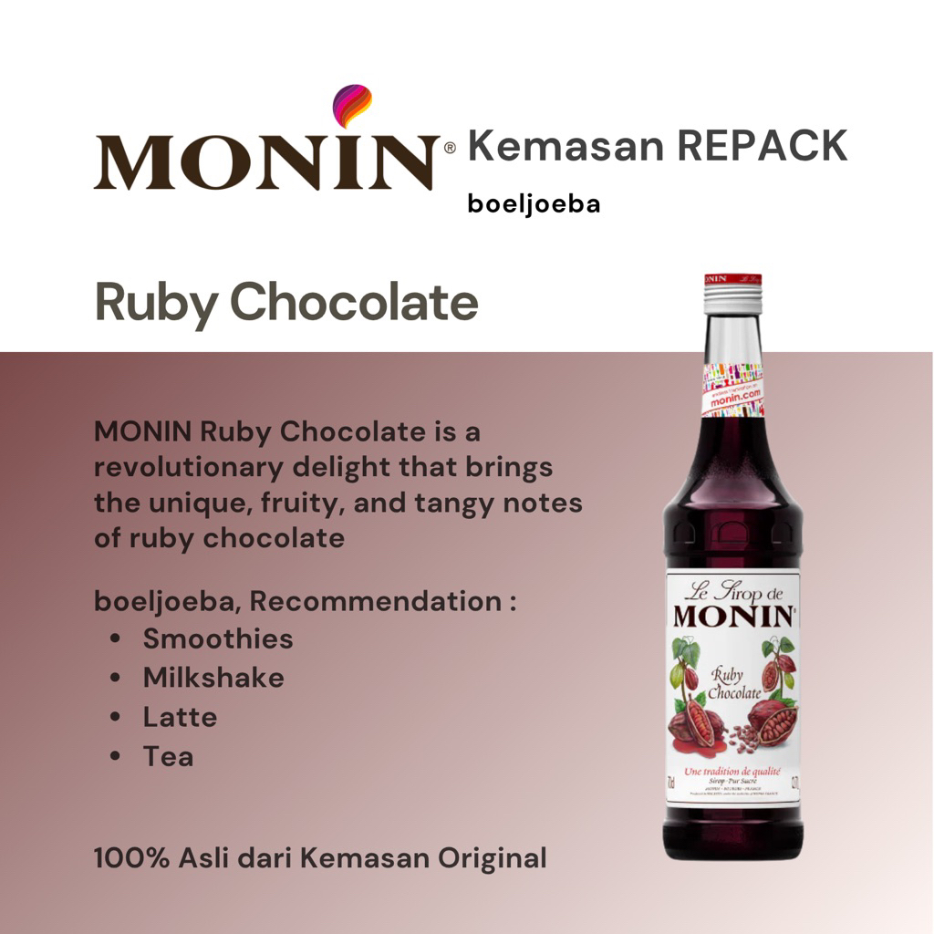 

Monin Ruby Chocolate Syrup Repack [30, 50, 100] g