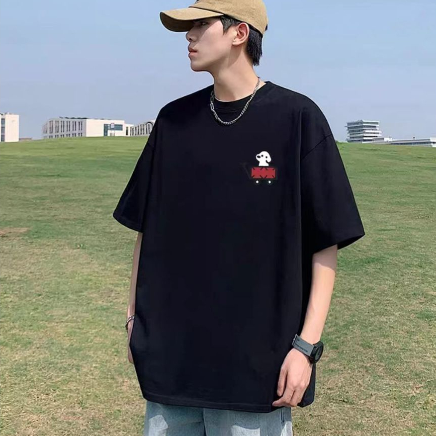 Kaos Couple Kelompok Kamping, Motif Mobil Tenda & Hewan, Kaos Hitam Putih Unisex Musim Panas-COD