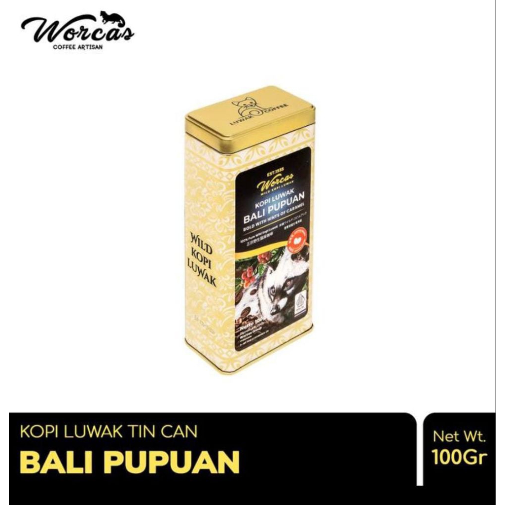 

Worcas kopi luwak liar Bali Pupuan Tin Can 100gr